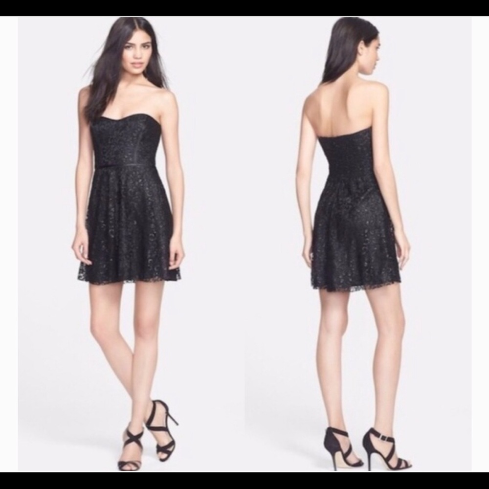 Parker black dress strapless lace size small